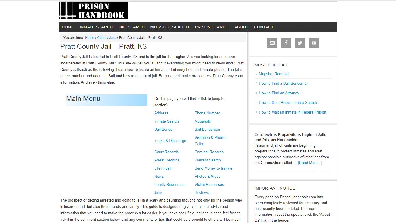 Pratt County Jail – Pratt, KS - prisonhandbook.com